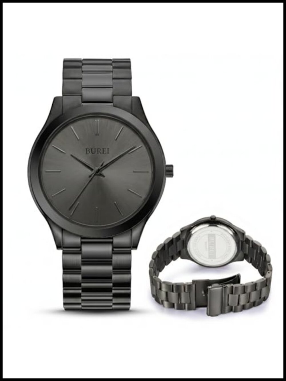 Men's Stainless Steel Analog Quartz Dress Watch 44mm Japanese Movement